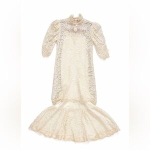 Vintage Lace Bridal Victorian Lined Wedding Dress Size 8